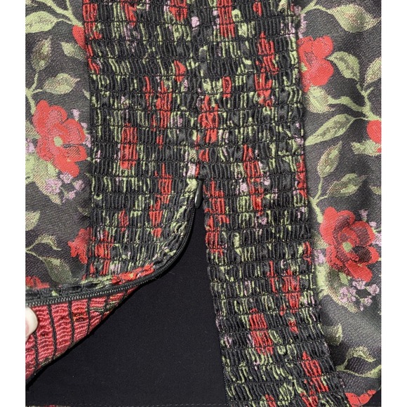 Reformation Giorgia Corset Size 4 Black Top With Red And Green Floral Zip Back - Picture 4 of 8